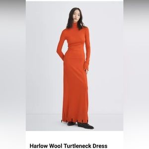 Rag & Bone Harlow Blood Orange Wool Turtleneck Dress